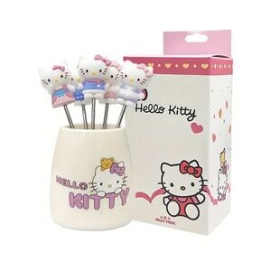 Hello Kitty Pink and White Ceramic Fork Set with Character Handles